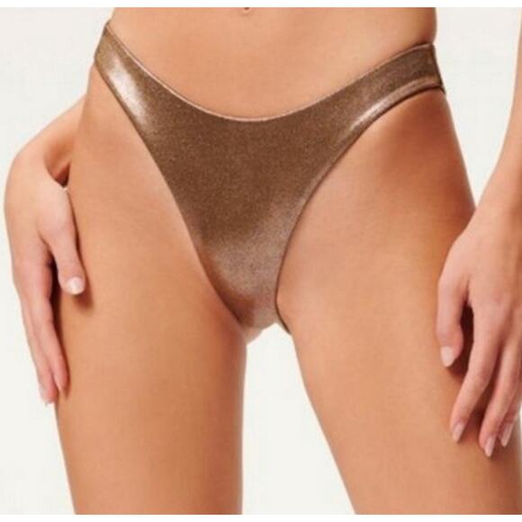 Good American Other - NEW Good American 3 Large‎ Better Bikini Swim Bottom Mocha Foil Moderate Cover